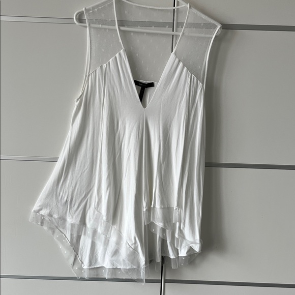 BCBGMaxAzria White Sheer Accent Tank Top - Picture 1 of 8